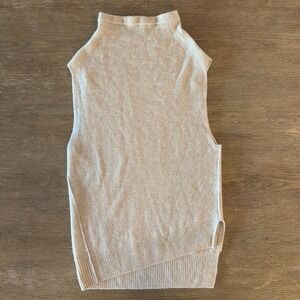 Brochu Walker 100% Cashmere Sleeveless Mock Neck Sweater Asymmetrical Cut-Size S